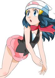Rule 34 | 1girl, blue eyes, blue hair, blush, boots, breasts, creatures (company), curvy, dawn (pokemon), female focus, game freak, hainchu, highres, looking away, nintendo, pokemon, pokemon (anime), pokemon dppt (anime), shiny skin, small breasts, solo