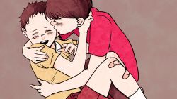 Rule 34 | 2boys, akira (manga), child, kaneda shoutarou (akira), kiss, multiple boys, red shirt, shima tetsuo, shirt, tagme