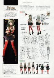 Rule 34 | 10s, 1girl, absurdres, blue eyes, boots, character name, character sheet, concept art, crossed arms, erina der vogelweid, fingerless gloves, full body, gloves, god eater, god eater 2: rage burst, green hair, hat, highres, lineart, looking at viewer, multiple views, non-web source, official art, pantyhose, pleated skirt, red thighhighs, scan, short sleeves, simple background, skirt, standing, sweater vest, thighhighs, turnaround, zettai ryouiki