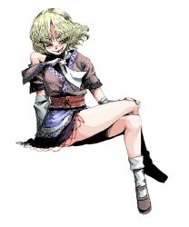 Rule 34 | 1girl, :p, bad id, bad pixiv id, blonde hair, blush, face, female focus, green eyes, highres, kumadano, crossed legs, mizuhashi parsee, oekaki, pointy ears, sitting, smile, solo, tongue, tongue out, touhou