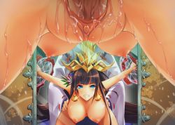 Rule 34 | 1boy, 1girl, animated, animated gif, blue eyes, bound, breasts, clitoris, clothed male nude female, game cg, hetero, hybrid animation, kamihime project r, large breasts, looping animation, mirror, nipples, nude, phoenix (kamihime), rape, restrained, sex, thighs, uncensored, vaginal