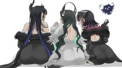 Rule 34 | 3girls, aradia ravencroft, ass, ass focus, asymmetrical horns, back, black hair, blue hair, colored inner hair, commentary request, demon horns, facing away, from behind, highres, hololive, hololive english, horns, huge ass, jailbird (nerissa ravencroft), long hair, malpha ravencroft, multicolored hair, multiple girls, nerissa ravencroft, nerissa ravencroft (1st costume), pink hair, set7, short hair, siblings, simple background, sisters, smile, two-tone hair, uneven horns, virtual youtuber