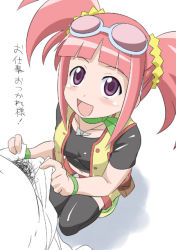 Rule 34 | 00s, 1girl, climax entertainment, dinosaur king, flaccid, glasses, latex, long hair, penis, pink hair, pubic hair, purple eyes, sega, smile, solo focus, tatsuno malm, thighhighs, twintails, uncensored, youkan