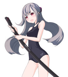 Rule 34 | kazuoki, long hair, moonlight (armored core), one-piece swimsuit, school swimsuit, solo, swimsuit, sword, weapon