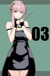 Rule 34 | 1girl, breasts, choker, cleavage, cosplay, dagger, din (raiden), dress, fingerless gloves, flower, gloves, hairband, highres, holding, holding dagger, holding knife, holding weapon, knife, large breasts, long hair, looking at viewer, megurine luka, pink hair, purple eyes, rose, sleeveless, sleeveless dress, smile, solo, spy x family, two-sided fabric, vocaloid, weapon, yor briar, yor briar (cosplay)