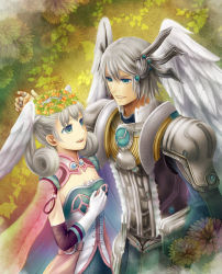 Rule 34 | 1boy, 1girl, blue eyes, brother and sister, elbow gloves, gloves, head wings, kallian antiqua, melia antiqua, nintendo, siblings, source request, white hair, wings, xenoblade chronicles (series), xenoblade chronicles 1