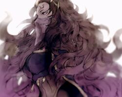 Rule 34 | 1girl, bodystocking, breasts, facial mark, fire emblem, fire emblem fates, forehead mark, hotate rayan, looking to the side, medium breasts, messy hair, mouth veil, nintendo, nyx (fire emblem), solo, tiara, veil