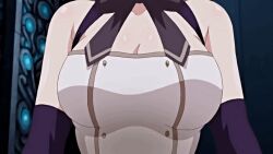 Rule 34 | 1girl, animated, animated gif, anime screenshot, breast expansion, breasts, cleavage cutout, clothing cutout, erin (knight of erin), huge breasts, knight of erin, nipples