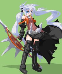 Rule 34 | lowres, mof, mof&#039;s silver haired twintailed girl, oekaki, original, silver hair, solo, thighhighs, twintails