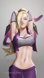 Rule 34 | 1girl, blonde hair, breasts, highres, large breasts, long hair, medium breasts, naruto, naruto (series), naruto shippuuden, non-web source, smile, solo, yamanaka ino