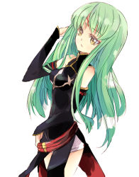 Rule 34 | 1girl, c.c., code geass, detached sleeves, female focus, green hair, long hair, maromi (am97), military, military uniform, simple background, solo, uniform, white background, yellow eyes