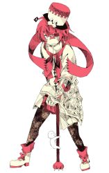 Rule 34 | 1boy, artificial eye, asymmetrical clothes, bandaid, bandaid on face, bandaid on nose, black pants, boots, cane, flag, fukase, full body, hat, head flag, male focus, mechanical eye, pants, point (vocaloid), red eyes, red hair, ribbon, shin (nyeu), simple background, solo, top hat, transparent background, vocaloid, white background