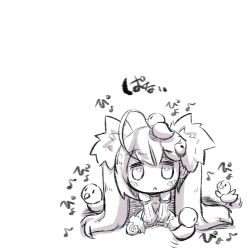 Rule 34 | 1girl, ahoge, animal, animal on head, azur lane, bad id, bad pixiv id, bare shoulders, bird, bird on head, chibi, closed mouth, detached sleeves, dress, eighth note, eldridge (azur lane), facial mark, fur-trimmed legwear, fur trim, greyscale, hair between eyes, highres, long hair, long sleeves, looking at viewer, monochrome, musical note, on head, puffy long sleeves, puffy sleeves, sidelocks, sitting, sleeveless, sleeveless dress, solo, thighhighs, translation request, twintails, u-non (annon&#039;an), very long hair, wariza, white background, wide shot