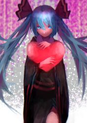 Rule 34 | 1girl, aqua hair, bad id, bad pixiv id, blue eyes, closed mouth, gradient background, hatsune miku, heart, highres, long hair, solo, tarbo (exxxpiation), twintails, vocaloid