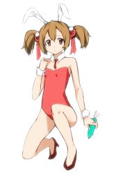 Rule 34 | 10s, 1girl, animal ears, bare legs, brown hair, carrot, detached collar, fake animal ears, flat chest, high heels, highres, playboy bunny, rabbit ears, red eyes, shoes, short twintails, silica, sketch, solo, sword art online, twintails, ugly ink, wrist cuffs
