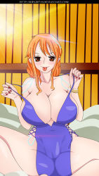 Rule 34 | absurdres, breasts, breasts out, cleavage, highres, huge breasts, large breasts, nail polish, nami (one piece), one piece, underboob