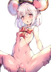 Rule 34 | 1girl, black socks, blush, bow, bowtie, breasts, brooch, censored, cum, cum in pussy, granblue fantasy, hair ornament, hairband, hairclip, heart, heart brooch, hetero, highres, jewelry, kneehighs, looking at viewer, medium hair, mosaic censoring, navel, nipples, nude, open mouth, penis, pussy, red eyes, redcomet, sailor collar, sex, silver hair, simple background, small breasts, socks, solo, solo focus, spread legs, teeth, vaginal, vikala (granblue fantasy), white background