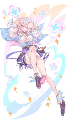 Rule 34 | 1girl, absurdres, black corset, black footwear, blue jacket, blue skirt, boots, breasts, buttons, camera, chinese commentary, choker, commentary request, corset, finger frame, full body, high heel boots, high heels, highres, honkai: star rail, honkai (series), jacket, long sleeves, march 7th (honkai: star rail), medium breasts, medium hair, miniskirt, one eye closed, open mouth, pink eyes, pink hair, shirt, skirt, smile, solo, thigh strap, tied jacket, weibo 1750185393, white shirt