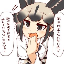 Rule 34 | 1girl, 370ml, :3, african wild dog (kemono friends), african wild dog print, animal ears, bad id, bad twitter id, blue bow, blue bowtie, bow, bowtie, brown hair, collared shirt, dog ears, dog tail, extra ears, kemono friends, light brown hair, long sleeves, multicolored hair, open mouth, print sleeves, shirt, short sleeves, solo, t-shirt, tail, translated, white shirt