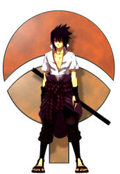 Rule 34 | 1boy, black hair, crest, family crest, highres, male focus, mushina suzume, naruto, naruto (series), red eyes, solo, uchiha sasuke, uchiha symbol