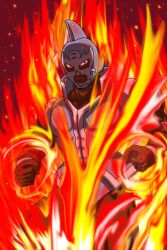 Rule 34 | 1boy, abs, artist request, aura, biceps, clenched hands, dark skin, fire, kinnikuman, kinnikuman mariposa, large pectorals, looking at viewer, manly, mask, muscular, pectorals, serious, solo, wrestling, wrestling outfit