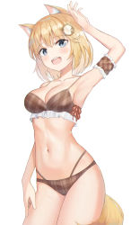 Rule 34 | 1girl, absurdres, animal ear fluff, animal ears, armband, artist request, bikini, blonde hair, blue eyes, breasts, brown armband, highres, hololive, hololive english, short hair, smile, solo, swimsuit, tail, virtual youtuber, watson amelia
