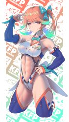 Rule 34 | 1girl, 2022, abs, absurdres, alternate costume, alternate hairstyle, blue sleeves, blue thighhighs, breasts, cowboy shot, detached sleeves, english text, feathers, gradient hair, green hair, hand on own hip, highleg, highleg panties, highres, hololive, hololive english, id card, looking at viewer, medium breasts, multicolored hair, muscular, muscular female, orange hair, panties, revealing clothes, side ponytail, signature, solo, takanashi kiara, thighhighs, underwear, virtual youtuber, white panties, zhvo, zipper, zipper legwear, zipper panties, zipper pull tab
