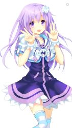 Rule 34 | 1girl, absurdres, bad id, bad pixiv id, bracelet, choker, cosplay, d-pad, double v, hair ornament, highres, jacket, jewelry, kami jigen game neptune v, long hair, narinn, nepgear, neptune (neptunia), neptune (neptunia) (cosplay), neptune (series), purple eyes, purple hair, sketch, skirt, solo, striped clothes, striped thighhighs, thighhighs, v