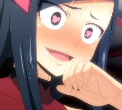 Rule 34 | 1girl, anime screenshot, black hair, drooling, eden&#039;s zero, heart, heart-shaped pupils, highres, stitched, symbol-shaped pupils, third-party edit, xiaomei (eden&#039;s zero)