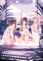 Rule 34 | 4girls, absurdres, arm at side, ass, back, bathing, blue eyes, blush, breasts, brown hair, closed mouth, covering breasts, covering privates, crossed legs, detexted, from behind, from side, hair censor, hair down, highres, hyoudou michiru, indoors, kasumigaoka utaha, katou megumi, kneeling, large breasts, light brown hair, long hair, looking at viewer, looking back, lossy-lossless, medium breasts, misaki kurehito, multiple girls, nude, parted lips, partially submerged, plant, purple eyes, purple hair, saenai heroine no sodatekata, same-sex bathing, sawamura spencer eriri, shared bathing, short hair with long locks, sidelocks, sitting, soaking feet, third-party edit, wading, wet, wet hair