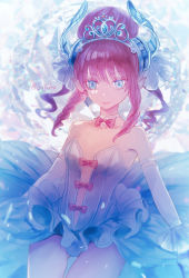 Rule 34 | 1girl, absurdres, bare shoulders, blue eyes, blurry, blurry background, bow, breasts, byuura (sonofelice), choker, detached sleeves, elizabeth bathory (cinderella rider) (fate), elizabeth bathory (fate), elizabeth bathory (fate/extra ccc), fate/grand order, fate (series), highres, horns, leotard, pink bow, pink hair, pointy ears, small breasts, smile, solo, white choker