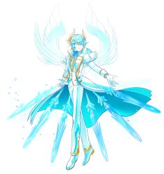 Rule 34 | 1boy, ainchase ishmael, angel wings, arme thaumaturgy (elsword), blue coat, blue hair, blue pupils, blue sclera, blue shirt, boots, capelet, coat, colored sclera, colored skin, diamond-shaped pupils, diamond (shape), elsword, expressionless, floating, floating object, floating sword, floating weapon, full body, gloves, gold trim, hair between eyes, halo, highres, hologram, lapels, light particles, looking at viewer, male focus, multiple wings, official art, outstretched arms, pants, parted lips, runes, shirt, shoes, short hair, sideways glance, sleeve cuffs, solo, spread arms, standing, sword, symbol-shaped pupils, third-party source, transparent background, two-sided coat, two-sided fabric, vest, weapon, white capelet, white coat, white eyes, white footwear, white gloves, white pants, white skin, white vest, white wings, wing hair ornament, wings
