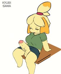 Rule 34 | 1girl, @ @, animal crossing, animal ears, animal hands, animal nose, animated, animated gif, arm behind back, arm support, blonde hair, breast expansion, breasts, breathing, closed eyes, colorized, dangling legs, dog ears, dog girl, erection, foreskin, furry, furry female, futanari, futanari masturbation, green shirt, honey calamari, huge breasts, huge filesize, huge penis, huge testicles, isabelle (animal crossing), large breasts, looking at penis, masturbation, multicolored hair, nintendo, no panties, open mouth, penis, penis growth, phimosis, shirt, short hair, short sleeves, simple background, sitting, skirt, solo, surprised, sweat, sweatdrop, t-shirt, testicles, topknot, two-tone hair, uncensored, v-neck, wavy mouth, white background, wide-eyed, yellow fur