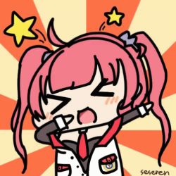 Rule 34 | &gt; &lt;, 1girl, animated, animated gif, azur lane, dab (dance), lowres, necktie, open mouth, san diego (azur lane), seseren