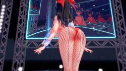 Rule 34 | 1girl, 3d, animated, ass, ass shake, audible music, black hair, blowing kiss, breasts, cleavage, close-up, dancing, ghost dance, hair ribbon, hakurei reimu, highres, large breasts, legs, leotard, looking at viewer, music, navel, rabbit ears, red eyes, ribbon, smile, solo, sound, tagme, thighs, touhou, video