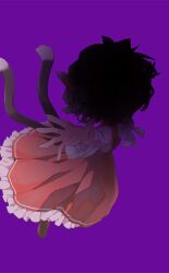 Rule 34 | 1girl, animal ears, bakeneko, bow, bowtie, brown footwear, cat ears, cat tail, censored, chen, frilled hat, frilled skirt, frills, game cg, hat, long skirt, long sleeves, mob cap, multiple tails, nekoguruma, official art, outstretched arms, purple background, red skirt, red vest, shirt, shoes, short hair, skirt, skirt set, tail, touhou, touhou cannonball, two tails, vest, white bow, white bowtie, white shirt