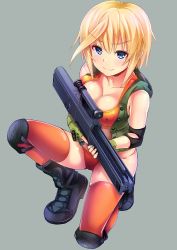 Rule 34 | 1girl, advanced combat rifle (military program), advanced individual weapon system (military program), advanced infantry weapon system (military program), assault rifle, association for caseless rifle systems, blonde hair, blue eyes, breasts, bullpup, caseless ammunition rifle system (military program), caseless firearm, clear doi, cleavage, fingerless gloves, gesellschaft fur hulsenlose gewehrsysteme, gloves, gun, h&amp;k acr, h&amp;k g11, h&amp;k g11k2, heckler &amp; koch, high-capacity magazine, horizontal magazine, knee pads, large breasts, long gun, magazine (weapon), military program, original, polygonal rifling, prototype, prototype design, revealing clothes, rifle, scope, sight (weapon), single-stack magazine, telescopic sight, textless version, weapon, weapon focus, weird guns of the world