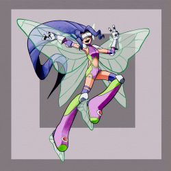 Rule 34 | 1girl, absurdres, covered eyes, digimon, digimon frontier, fairimon, fairy, happy, highres, smile, solo, v, wings