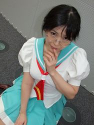 Rule 34 | cosplay, glasses, himemiya anthy, photo (medium), sachika, school uniform, serafuku, shoujo kakumei utena