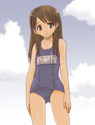 Rule 34 | 1girl, ayase ena, brown hair, child, name tag, one-piece swimsuit, school swimsuit, solo, swimsuit, yotsubato!, yuutarou