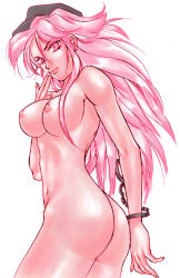 Rule 34 | ass, breasts, capcom, cuffs, final fight, handcuffs, hat, long hair, nipples, nude, pink eyes, pink hair, poison (final fight)
