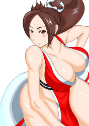 Rule 34 | 1girl, brown eyes, brown hair, ponytail, shiranui mai, snk, the king of fighters