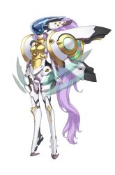 Rule 34 | 1girl, ar tonelico, ar tonelico iii, armor, breasts, faulds, female focus, frown, full body, gust, helmet, highres, leg armor, long hair, nagi ryou, official art, ponytail, purple hair, solo, standing, tilia (ar tonelico), transparent background, very long hair, wavy hair