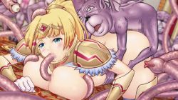 Rule 34 | 1girl, all fours, animated, animated gif, blonde hair, blue eyes, bouncing ass, bouncing breasts, breasts squeezed together, breasts, censored, large breasts, monster, rape, restrained, sex, sex from behind, tentacle between breasts, tentacle blowjob, tentacles