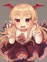 Rule 34 | 10s, 1girl, :d, black background, black skirt, blonde hair, blurry, blush, breasts, claw pose, collarbone, depth of field, eyebrows, fang, flower, granblue fantasy, head wings, heart, heart-shaped pupils, leaning forward, long hair, long sleeves, medium breasts, open mouth, pantyhose, petticoat, pleated skirt, pointy ears, red eyes, red flower, red rose, renoa yu, rose, shingeki no bahamut, shirt, skirt, smile, solo, symbol-shaped pupils, thigh gap, vampy, white shirt, wings