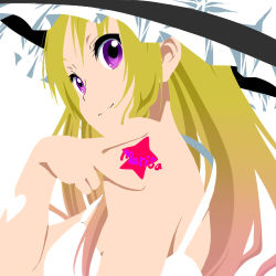 Rule 34 | 1girl, album cover, blonde hair, blue eyes, braid, cover, derivative work, female focus, hat, k-on!, kagaumi, kirisame marisa, long hair, lowres, parody, solo, touhou, v, witch, witch hat
