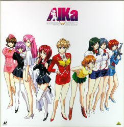 Rule 34 | 1990s (style), 6+girls, adjutant (agent aika), agent aika, aida rion, aika (series), ankle boots, arms behind back, arms up, ascot, ass, assault rifle, bare legs, bent over, black ascot, black delmo, black delmo leader, black eyes, black footwear, black jacket, black skirt, blue delmo, blue delmo leader, blue eyes, blue footwear, blue hair, blue jacket, blue skirt, bob cut, boots, bow, breasts, brooch, brown eyes, brown footwear, brown hair, bustier, choker, cleavage, closed mouth, collar, collared shirt, copyright name, covered erect nipples, delmo, delmo commander, delmogeny uniform, detached collar, earrings, fingernails, folded ponytail, full body, garrison cap, glasses, green eyes, green hair, green skirt, gun, hairband, hand on own hip, hands on own hips, hat, headband, high heels, holding, holding gun, holding weapon, huge breasts, jacket, jewelry, juliet sleeves, large breasts, laserdisc cover, latex, leaning forward, leg lift, legs, lineup, lipstick, logo, long hair, long sleeves, looking at viewer, makeup, maypia alexymetalia, medium breasts, microskirt, minidress, miniskirt, multiple girls, neena hagen, official art, open mouth, orange ascot, orange hair, panties, pantyshot, pencil skirt, pink delmo, pink footwear, pink hair, pink hat, pink jacket, pink skirt, pleated skirt, puffy sleeves, purple eyes, purple hair, red ascot, red hair, red jacket, red lips, red skirt, retro artstyle, rifle, scan, shiny clothes, shiny footwear, shirt, shoes, short hair, skin tight, skirt, sleeve cuffs, smile, standing, standing on one leg, stg44, sumeragi aika, suzie (agent aika), thighhighs, thighs, underwear, uniform, vest, weapon, white background, white collar, white delmo, white footwear, white jacket, white legwear, yamauchi noriyasu, yellow bustier, yellow vest