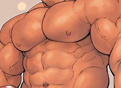 Rule 34 | 1boy, abs, bara, bare pectorals, close-up, erection, facial hair, head out of frame, large pectorals, male focus, muscular, navel, nipples, original, pectorals, penis, shiny skin, solo, stubble, terujirou (masateruteru), unfinished, upper body, veins