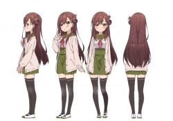 Rule 34 | 10s, 1girl, brown hair, gakkou gurashi!, long hair, school uniform, shoes, thighhighs, uwabaki, wakasa yuuri