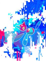 Rule 34 | abstract, abstract background, alternate color, artist request, bad id, bad pixiv id, blue beak, creatures (company), floating, game freak, gen 4 pokemon, looking at viewer, nintendo, no humans, outline, pokemon, pokemon (creature), pop art, porygon-z, tetori, white outline, yellow eyes